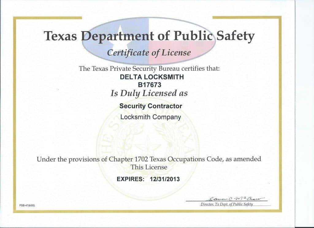 Delta Locksmith License